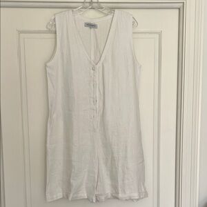 White Linen Sleeveless Jumpsuit